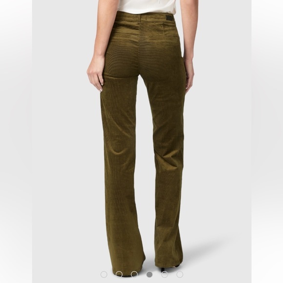 Paige Clean Front Leenah Trousers Flare Corduroy Pants Brushed Dark Olive 29 - Picture 11 of 15